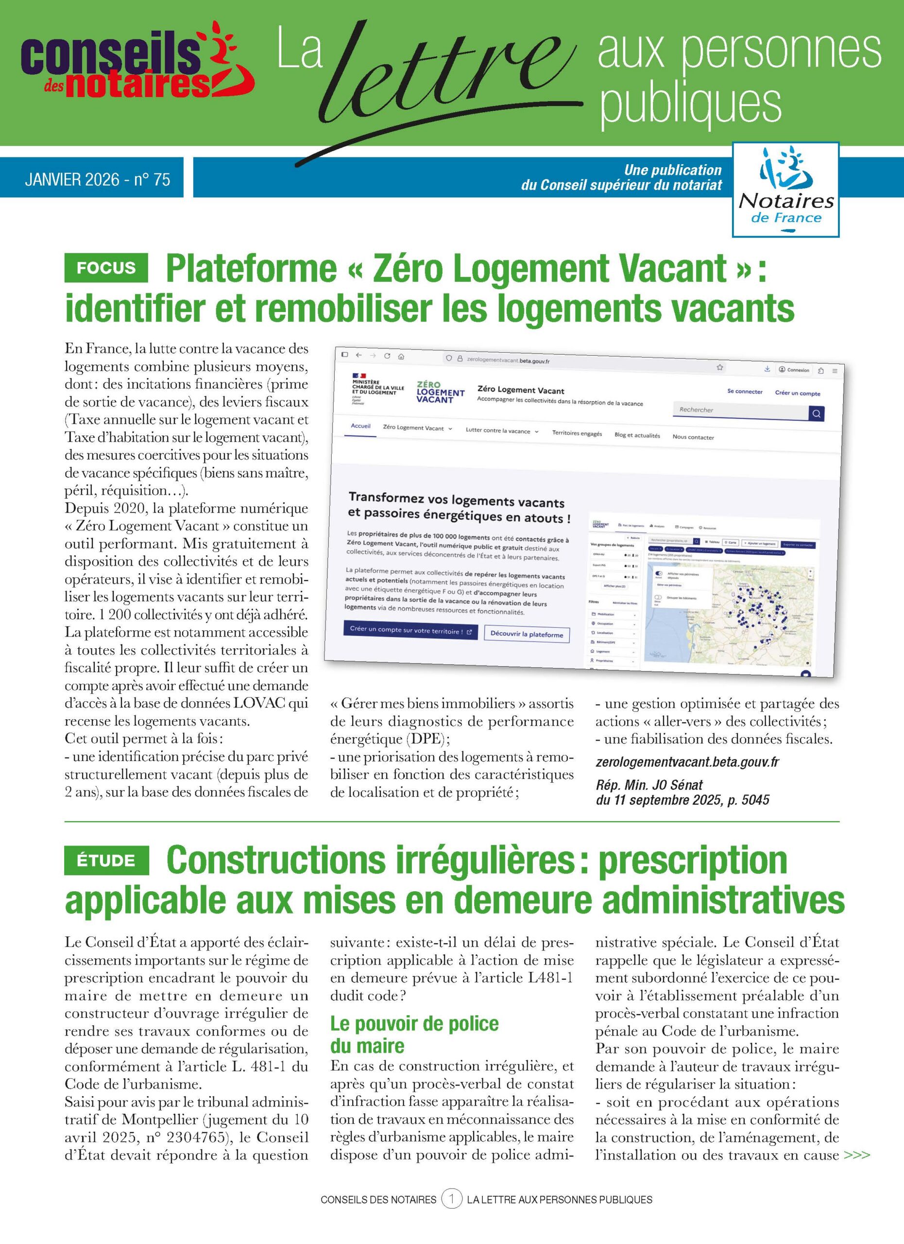 LETTRE 75 PP. Janvier 2026