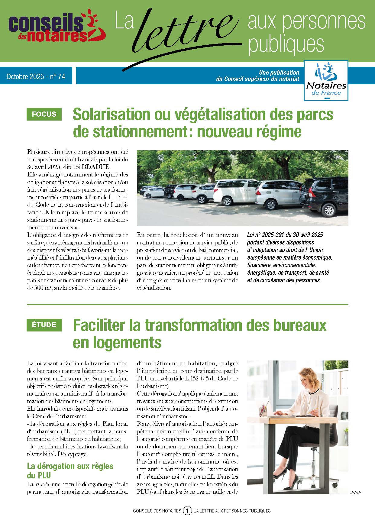 Personnes publiques 74. Octobre 2025